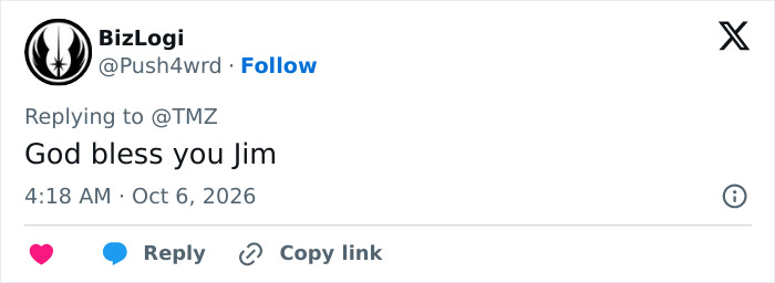 A supportive social media post wishing well to a televangelist who passes away A supportive social media post wishing well to a televangelist who passes away