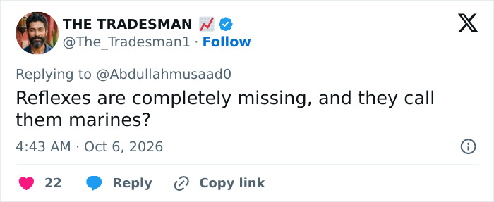 Social media comment criticizing Marines regarding an incident with Second Lady Usha Vance. Social media comment criticizing Marines regarding an incident with Second Lady Usha Vance.