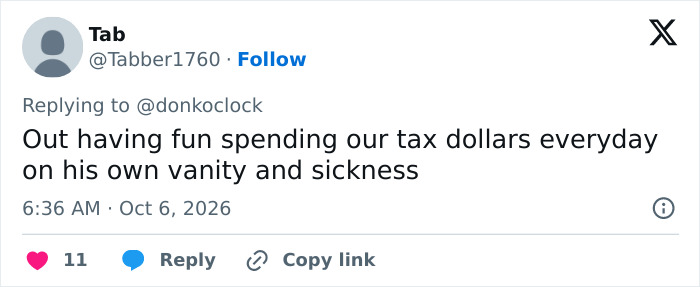 A social media post questioning Trump's path to Air Force One and use of tax dollars. A social media post questioning Trump's path to Air Force One and use of tax dollars.