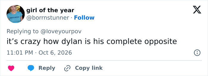 Fan tweet comparing Cole Sprouse to his twin brother Dylan Sprouse