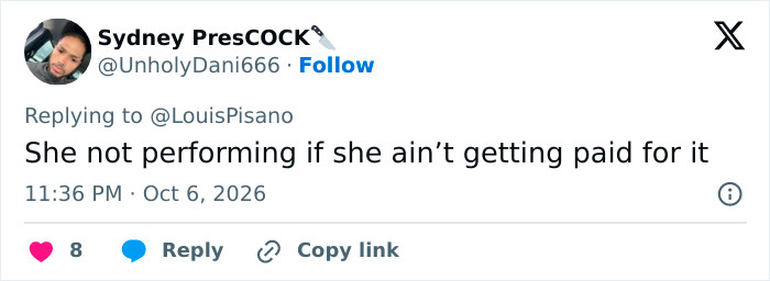 Tweet with a defense of Zendaya at Paris Fashion Week saying she does not perform without pay Tweet with a defense of Zendaya at Paris Fashion Week saying she does not perform without pay