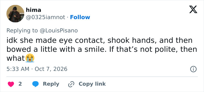 A social media user defending Zendaya's polite gesture during Paris Fashion Week, highlighting her bow and smile. A social media user defending Zendaya's polite gesture during Paris Fashion Week, highlighting her bow and smile.