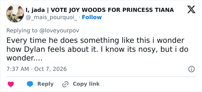 A social media post wondering about Dylan in light of Cole Sprouse allegations