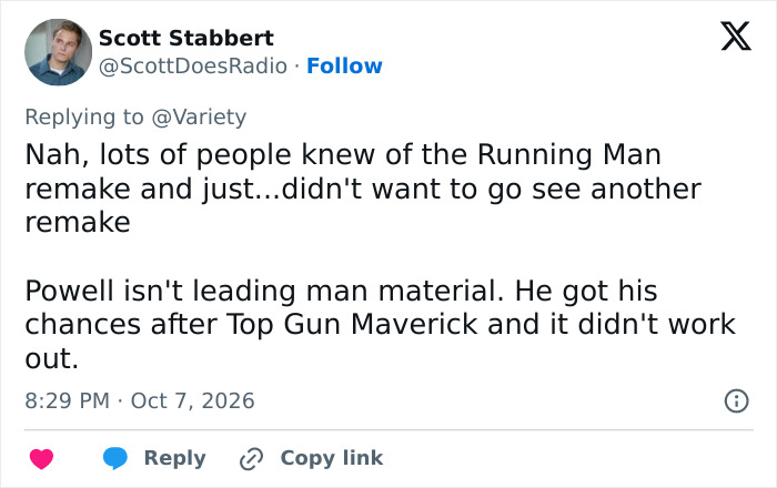 Comment on how a Hollywood star got his chances after Top Gun Maverick