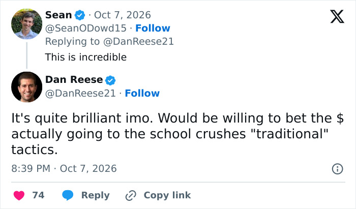 Social media reply stating an honest fundraiser raises more direct funds for the school than traditional tactics.