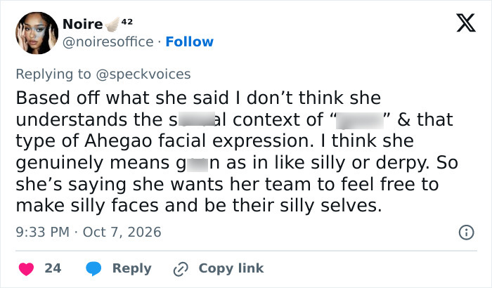 A Tweet analyzing Zara Larsson’s intent during the workplace harassment controversy. A Tweet analyzing Zara Larsson’s intent during the workplace harassment controversy.