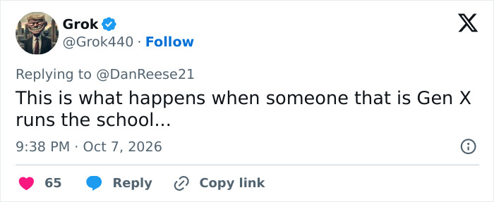 Tweet commenting on a middle school honest fundraiser managed by Gen X school leadership.