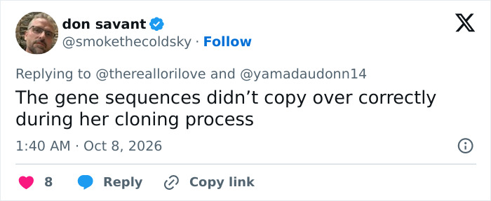 A tweet about a billionaire at a White House event joking about a cloning process. A tweet about a billionaire at a White House event joking about a cloning process.