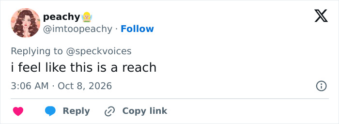 A Tweet reacting to the Zara Larsson workplace harassment controversy stating it feels like a reach. A Tweet reacting to the Zara Larsson workplace harassment controversy stating it feels like a reach.