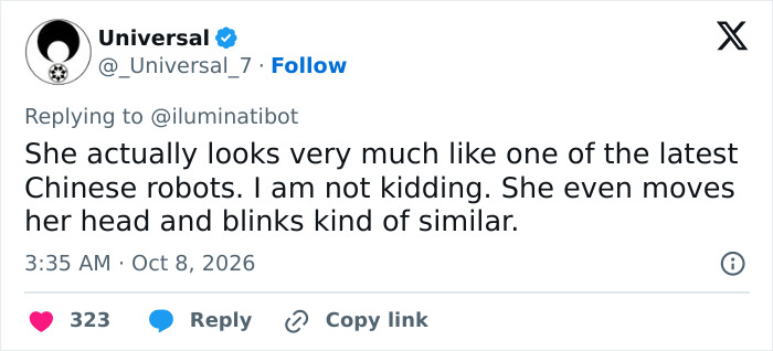A social media post on X about a billionaire spotted at White House event looking like a robot. A social media post on X about a billionaire spotted at White House event looking like a robot.