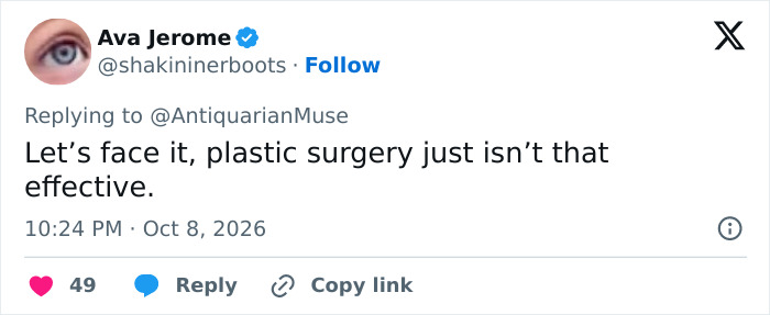 An online comment discussing Susan Dell's transformation and plastic surgery effectiveness.