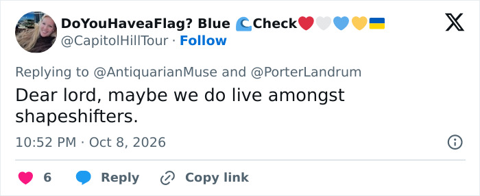 A tweet on Susan Dell's Transformation wondering if we live amongst shapeshifters.