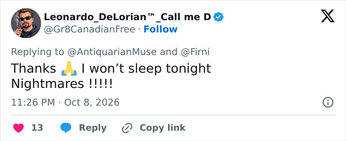 Social media post about nightmares, referencing Susan Dell's Transformation.
