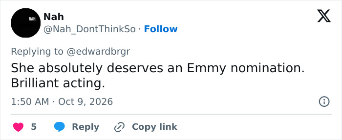 A social media user calling for an Emmy nomination for a Hollywood Rising Star in a Stephen King Remake.