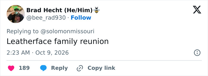 A social media comment referencing Susan Dell transformation and a family reunion.