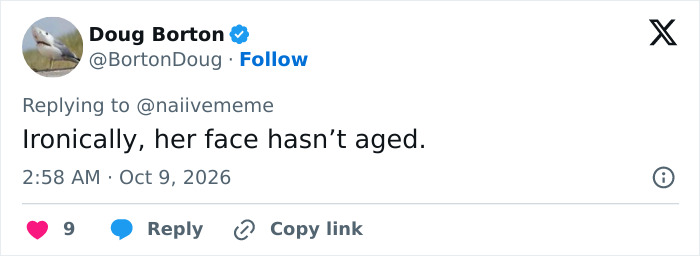 A tweet about Cameron Diaz and her face not aging.