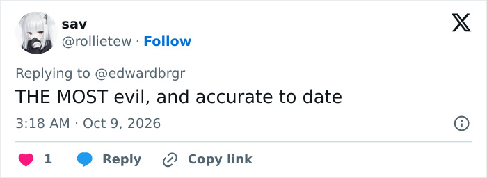 Social media reaction post describing a villain in a Stephen King remake as the most evil and accurate to date.