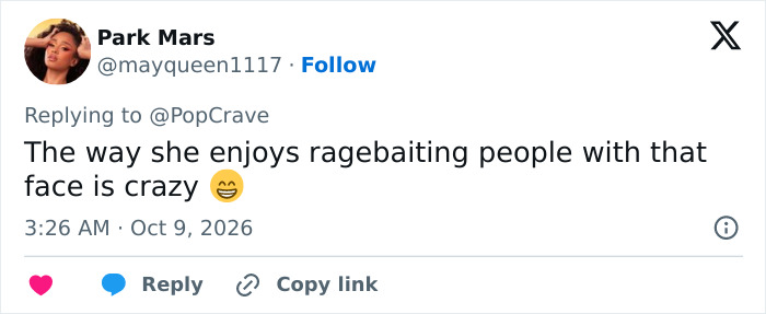 A social media comment about Rachel Zegler new photo discussing online reactions.