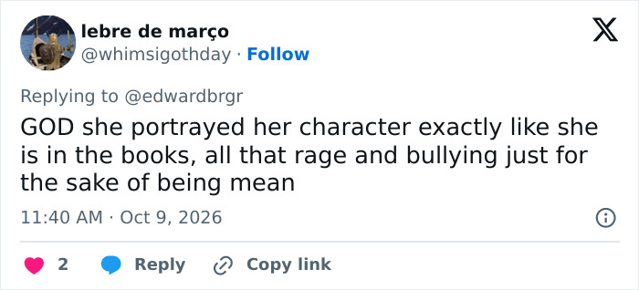 Social media comment comparing the performance in a Stephen King Remake to the character in the books.