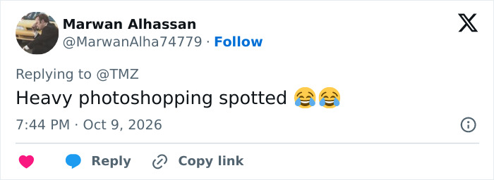 A social media post pointing out photoshop, related to Megan Fox paid-content site.