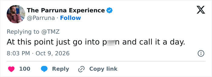 A social media post with user comment responding to news about Megan Fox exclusive paid-content site.