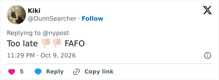 Social media comment by user DunnSearcher with thumbs down emojis about leaked celebrity texts. Social media comment by user DunnSearcher with thumbs down emojis about leaked celebrity texts.