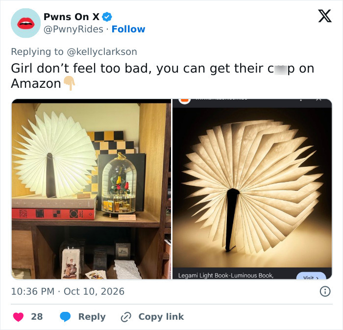 Social media user showing products after Kelly Clarkson blasts Brooklyn store.