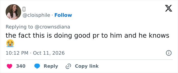 A social media comment discussing a TV star during a recent online frenzy.