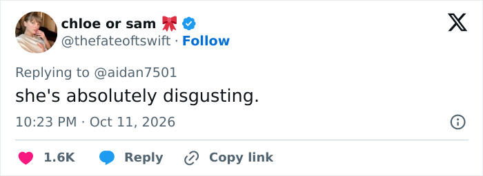 Tweet calling a pop star stage action unhygienic and disgusting.