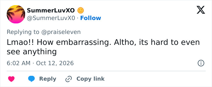 A tweet sharing thoughts on a TV star amid a viral social media frenzy.