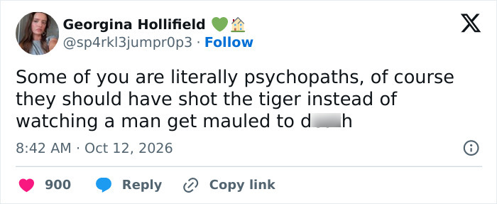 A social media post discussing if authorities should have shot the animal at the tiger enclosure