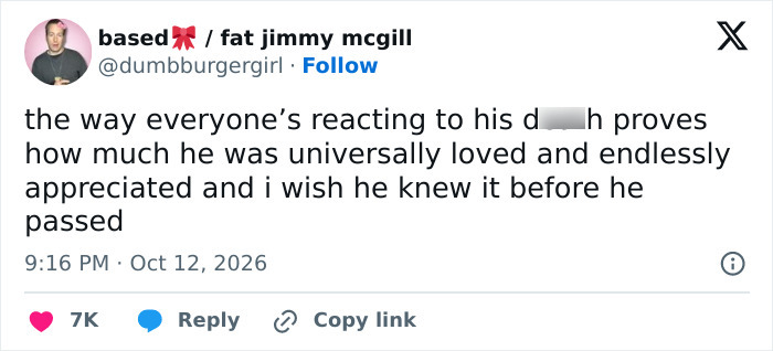 A tweet reflecting on how universally loved RJ Mitte was after news of his passing. A tweet reflecting on how universally loved RJ Mitte was after news of his passing.