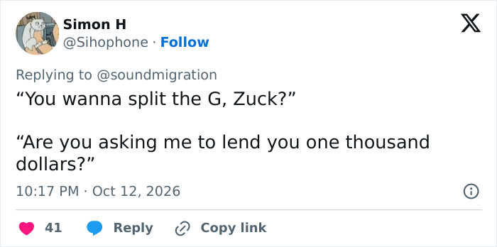 A social media post joking about Mark Zuckerberg bizarre behavior while drinking Guinness. A social media post joking about Mark Zuckerberg bizarre behavior while drinking Guinness.