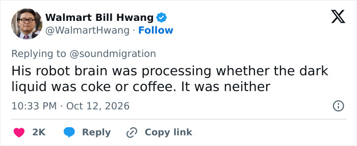 A social media reaction to Mark Zuckerberg bizarre behavior processing dark liquid like a robot. A social media reaction to Mark Zuckerberg bizarre behavior processing dark liquid like a robot.