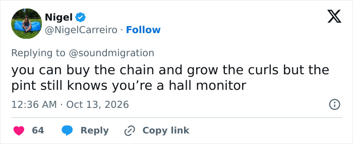 A tweet mocking Mark Zuckerberg bizarre behavior, calling him a hall monitor despite his style. A tweet mocking Mark Zuckerberg bizarre behavior, calling him a hall monitor despite his style.