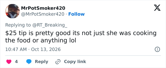 Online user defending a customer's tip following a controversial post by a California bar.