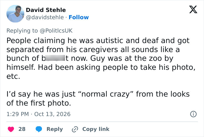 Social media post discussing details after a man was mauled by tiger. Social media post discussing details after a man was mauled by tiger.