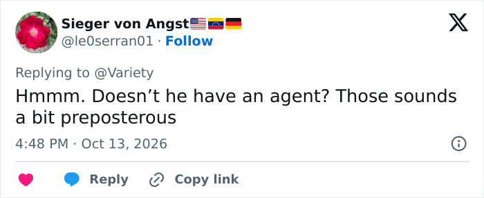 Tweet questioning agent involvement in 82YO action hero behind-the-scenes story Tweet questioning agent involvement in 82YO action hero behind-the-scenes story