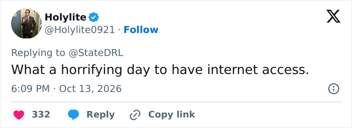 Tweet lamenting a horrifying day with internet access Tweet lamenting a horrifying day with internet access