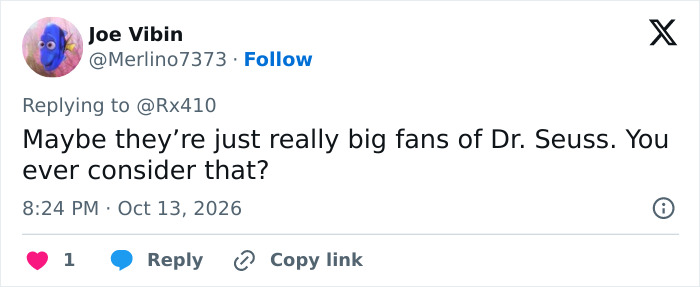 Tweet joking about ambassador fans being Dr. Seuss enthusiasts Tweet joking about ambassador fans being Dr. Seuss enthusiasts