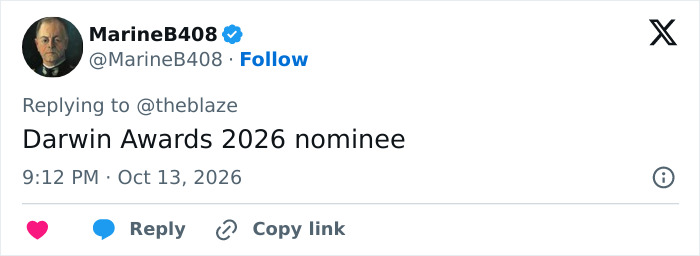 Tweet naming Darwin Awards 2026 nominee in context of tiger video and MAGA criticism Tweet naming Darwin Awards 2026 nominee in context of tiger video and MAGA criticism