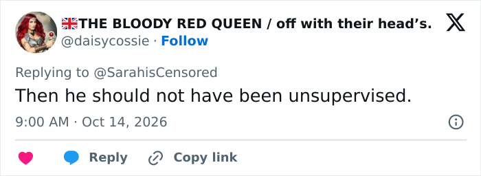Tweet stating person should not have been unsupervised Tweet stating person should not have been unsupervised