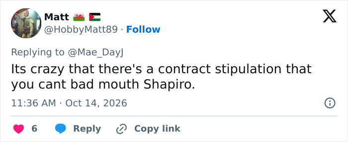 Tweet noting contract restricts bad-mouthing Shapiro after actor's role Tweet noting contract restricts bad-mouthing Shapiro after actor's role
