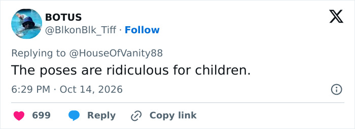 Social media criticism about poses of children Social media criticism about poses of children