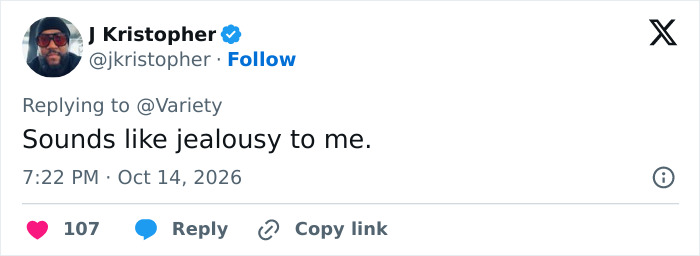 Tweet about jealousy related to James McAvoy bullying story Tweet about jealousy related to James McAvoy bullying story