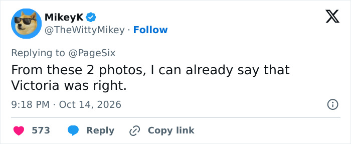 Tweet stating Victoria was right in two photos posted Tweet stating Victoria was right in two photos posted