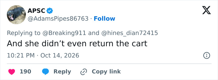Tweet commenting on Halloween commitment and cart return in Halloween game Tweet commenting on Halloween commitment and cart return in Halloween game
