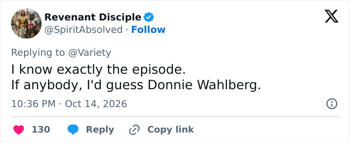Tweet guessing Donnie Wahlberg as co-star who bullied James McAvoy Tweet guessing Donnie Wahlberg as co-star who bullied James McAvoy