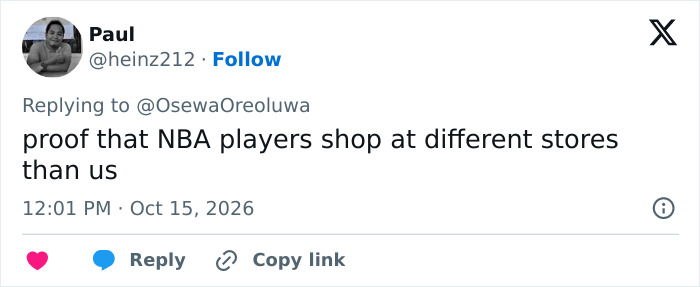Social media comment about NBA players shopping differently than others Social media comment about NBA players shopping differently than others