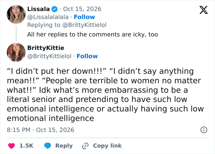 Twitter comment criticizing MAGA influencer's low emotional intelligence